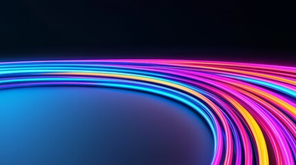 Wall Mural - in the dark, swift motion and neon lights form wavy patterns, representing an abstract vision of fut