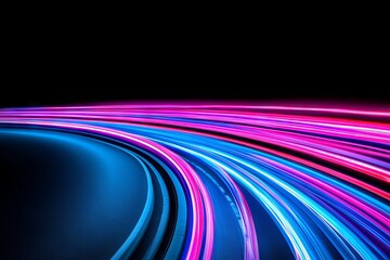 Wall Mural - a digitally created abstract illustration featuring vibrant neon light trails in a futuristic style,