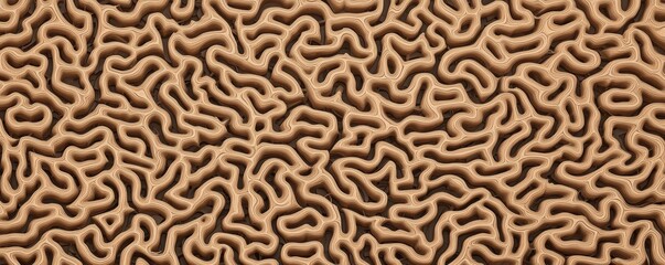 Fototapete - Optical Illusions and Perception Concepts. An abstract pattern resembling intricate, winding lines in a warm, earthy tone, creating a visually engaging texture.