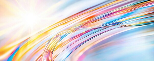Aufkleber - Optical Illusions and Perception Concepts. A vibrant, abstract design featuring colorful sweeping lines and a bright light, evoking a sense of energy and motion.