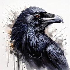 Wall Mural - a sleek and bold raven, painted with dynamic brushstrokes to emphasize its mystique and grace. the d