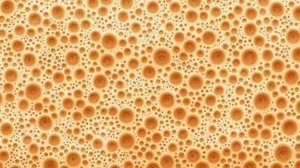 Fototapete - A textured pattern featuring numerous circular shapes in warm orange tones, resembling bubbles or foam against a light background.