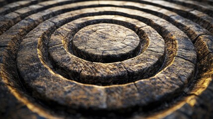 Poster - A textured stone surface featuring concentric circular patterns, highlighting depth and detail in a natural design.