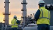 © Instrudify - Engineers in protective gear oversee the cooling towers at a petrochemical plant, ensuring proper heat exchange and ventilation.