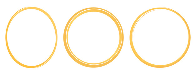 Wall Mural - Set of gold circle ring signs isolated on white background vector.