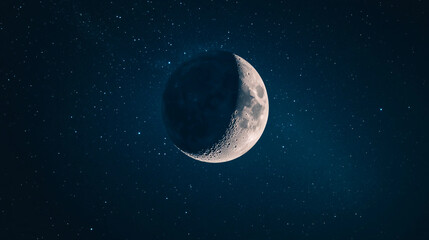 Wall Mural - crescent moon against dark starry sky