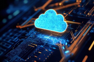 Wall Mural - cloud computing technology with data processing servers and circuits