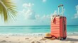 © NETI studio - Suitcase and accessories for travel vacation on the sand