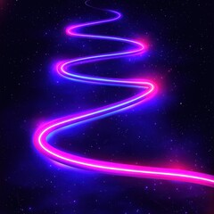 Wall Mural - A radiant neon horizon stretching into infinity, with glowing lines in vibrant blue and pink hues, surrounded by swirling mist and faint light trails for a sleek and modern design. 