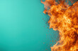 © Mselected - Vibrant flames and turquoise backdrop create striking visual contrast in dynamic display
