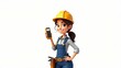 © DhanaStudio - A female electrician with a toolbelt, representing skill and empowerment, suitable for trades and career themes