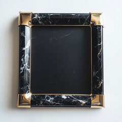 Wall Mural - Elegant Black and Gold Marble Frame: A classic and stylish black and gold marble frame with gold accents offers a sophisticated touch to any design.