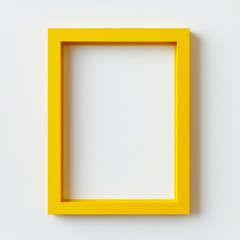 Wall Mural - Bright Yellow Picture Frame: A vibrant yellow picture frame stands out against a plain background, offering a blank canvas for your creative vision or a pop of color in any design project. 