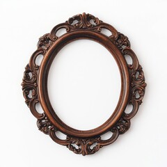 Wall Mural - Ornate Oval Frame: An elegant, dark brown oval picture frame with intricate, ornate carvings.  Perfect for adding a touch of classic sophistication to your designs.