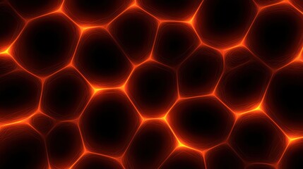 Aufkleber - A vibrant, abstract pattern of glowing hexagonal shapes in shades of red and orange against a dark background, resembling molten lava or fiery texture.