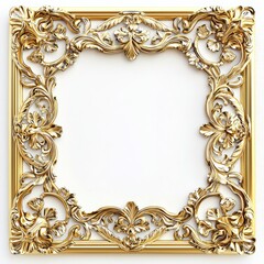 Wall Mural - Gilded Ornate Frame: A square ornate frame crafted from gleaming gold, intricate details and flourishes add a touch of grandeur and elegance.