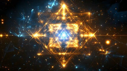 Wall Mural - dynamic cosmic energy patterns digital realm abstract visuals dark space frontal perspective spiritu