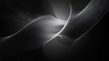 Aufkleber - Abstract background with dark grey and white flowing waves.