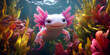 © Pratama - Adorable Pink Axolotl 3D Illustration Underwater Scene