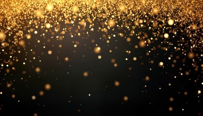 Wall Mural - gold glitter, confetti shine on black background. festive design for christmas new year celebration.