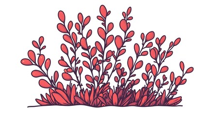 Wall Mural - A vibrant coral colored plant cluster thrives