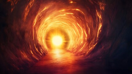 Wall Mural - ethereal light tunnel abstract art digital creation fantasy warm colors surreal concept