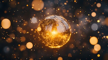 Wall Mural - glowing orb of light particles abstract digital space visual art cosmic environment close-up view ca