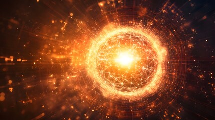 Wall Mural - explosive energy release cosmic event digital art abstract environment close-up view quantum physics