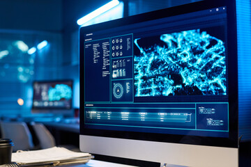 Aufkleber - Desktop computer screen with army location standing on workplace of officer in modern military command center