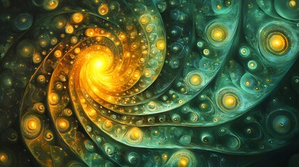 Wall Mural - dynamic spiral of light and color abstract art digital artwork vibrant environment close-up view cos
