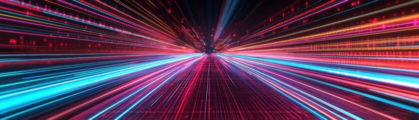 Wall Mural - abstract light trails in vibrant colors creating a dynamic effect.