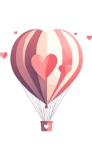 Poster - Heart Shaped Hot Air Balloon With Love Hearts