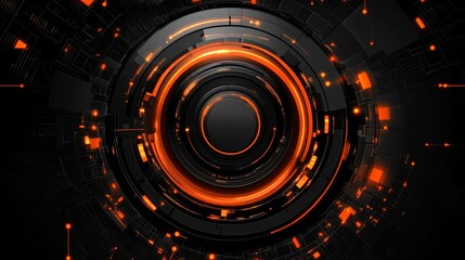 Leinwandbilder - Futuristic digital technology background.  Abstract glowing circles and lines.