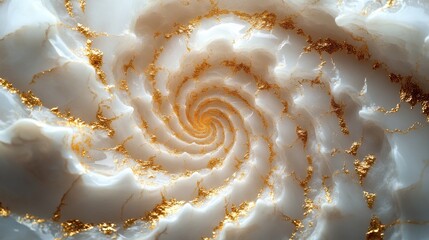 Aufkleber - Swirling golden spiral design with a soft white background showcasing intricate patterns and textures