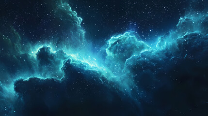 green blue aurora borealis on starry sky northern sea wave reflection nature nebula cosmic starry ba