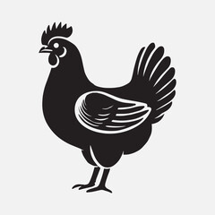 Hen cock rooster chicken chick Farm animal poultry broiler icon silhouette vector  isolated on white background