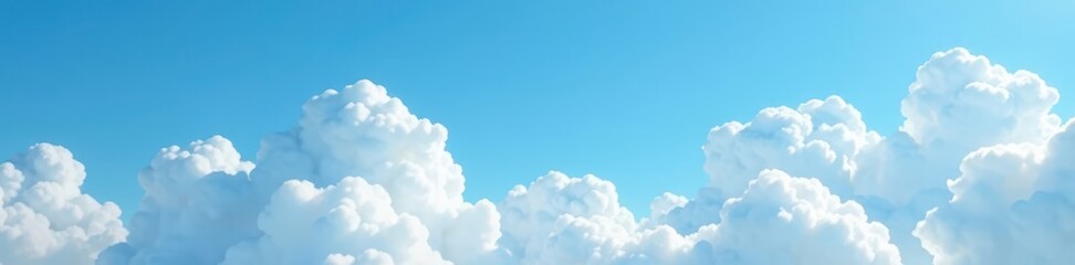 soft white clouds drift lazily against the bright blue background, white, serene