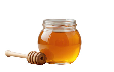 jar of honey with wooden dipper