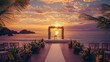 © Oleksandr Kozak - Beach wedding ceremony at sunset with tropical decorations and ocean views
