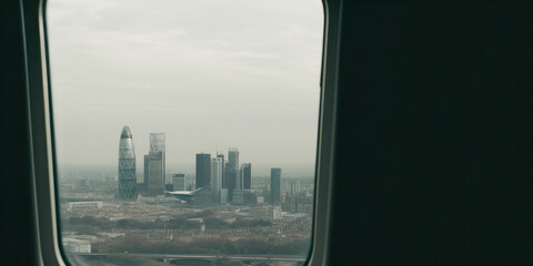 Wall Mural - City aerial view from the airplane window