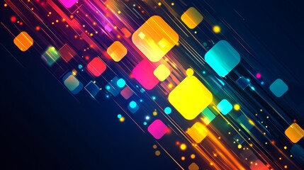 Poster - Abstract colorful squares and lines background