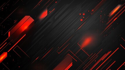Poster - Abstract red and black geometric background