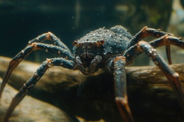 Wall Mural - A close-up shot of a spider sitting on a tree branch, showcasing its details