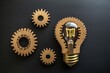 © Alla - A light bulb with gears on a table, perfect for technology or innovation concepts