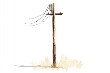 Wall Mural - A simple illustration of a telephone pole with overhead wires