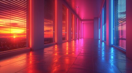 Wall Mural - develop a collection of neon automated blinds symbols, featuring shining