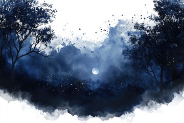 Wall Mural - a beautiful full moon shining brightly in the dark night sky