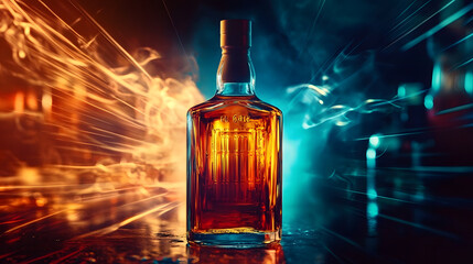 Canvas Print - whisky bottle alcohol colorful lighting