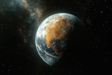 Wall Mural - A view of the Earth from space with stars in the background, perfect for use in educational materials or as a background image
