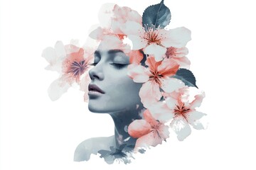 Wall Mural - A woman wearing flowers in her hair, perfect for festival or garden themed images